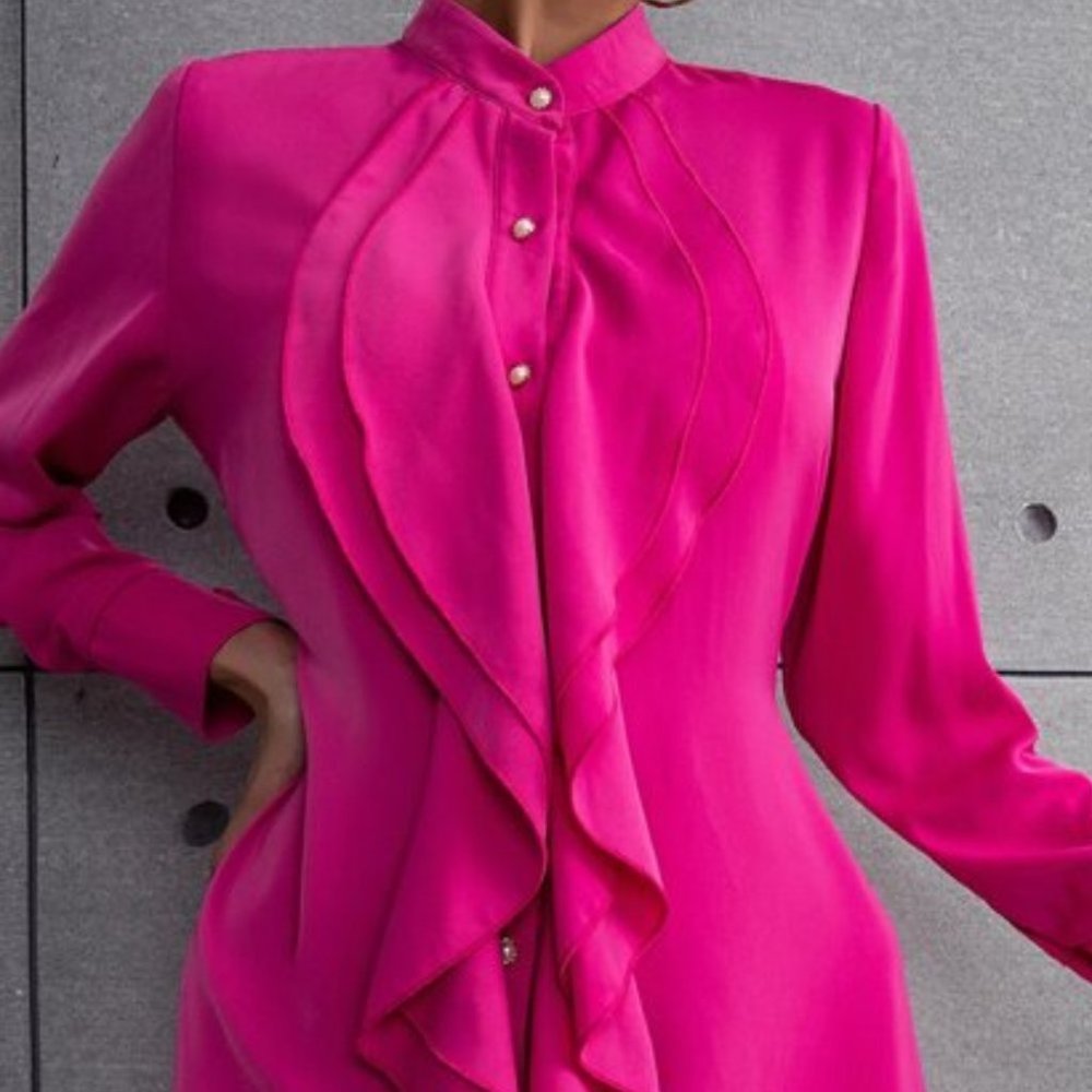 Hot pInk Long Sleeved Dress - Picture 6 of 8